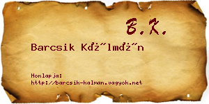 Barcsik Kálmán névjegykártya